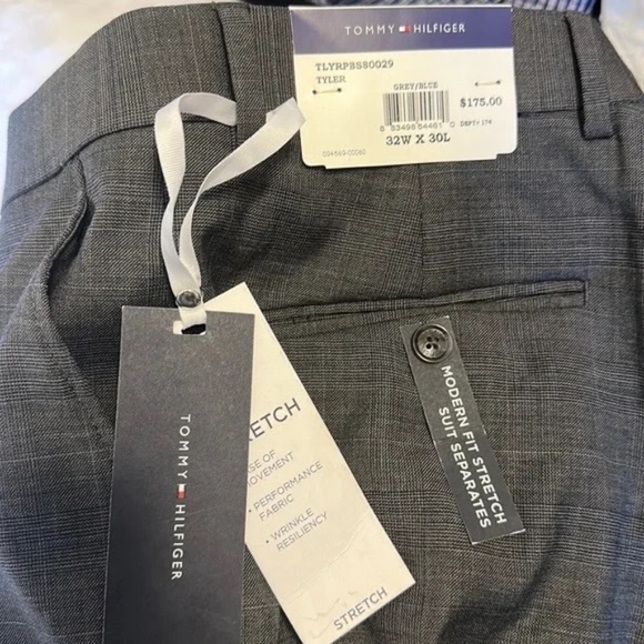 NWT, Tommy Hilfiger modern fit Tyler grey/blue 32 x 30 - Picture 1 of 5